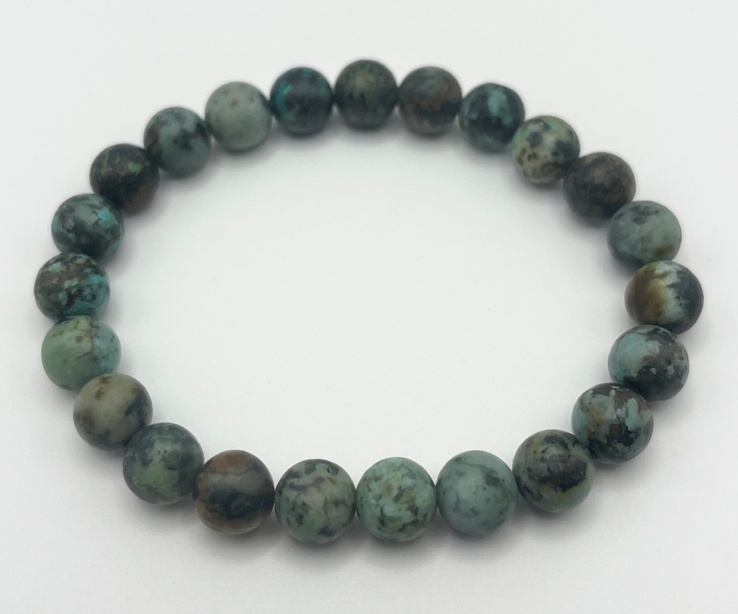 African Turquoise Smooth Gemstone Bracelet 8mm