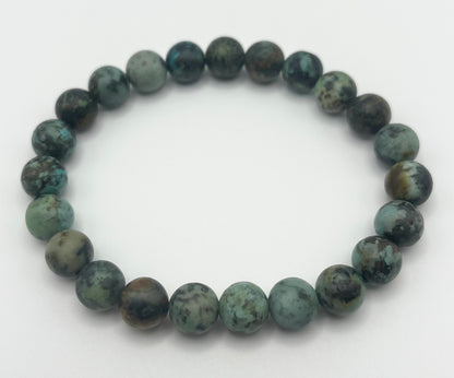African Turquoise Smooth Gemstone Bracelet 8mm