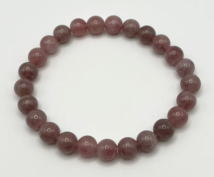 Madagascar Rose Quartz Smooth Gemstone Bracelet 7-8mm AAA Grade