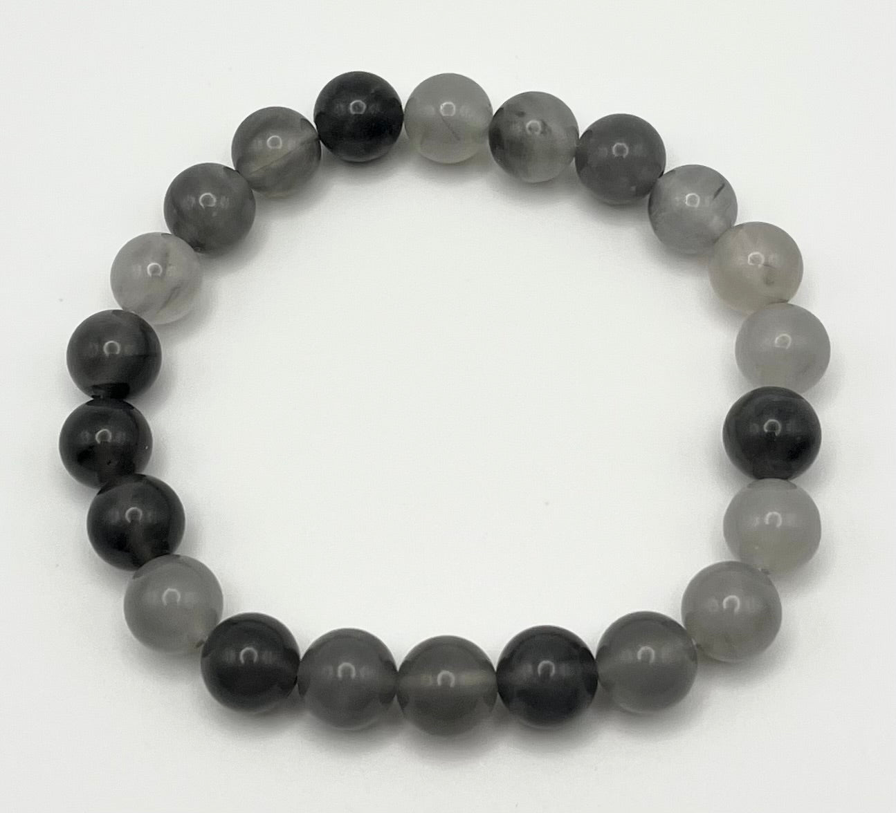 Cloudy Quartz Smooth Gemstone Bracelet 8mm AAA Grade