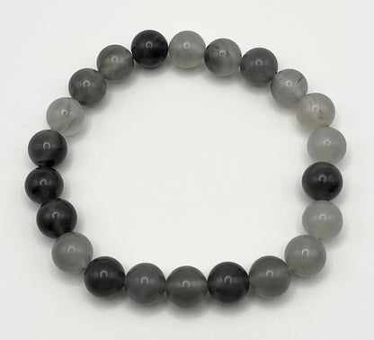 Cloudy Quartz Smooth Gemstone Bracelet 8mm AAA Grade