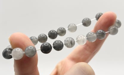 Cloudy Quartz Smooth Gemstone Bracelet 8mm AAA Grade