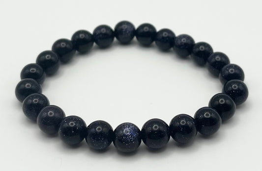 Blue Sandstone Smooth Glass "Gemstone" Bracelet 8mm