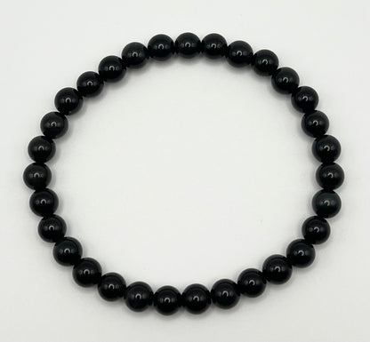 Black Obsidian Smooth Lava Glass Stone Bracelet 6mm