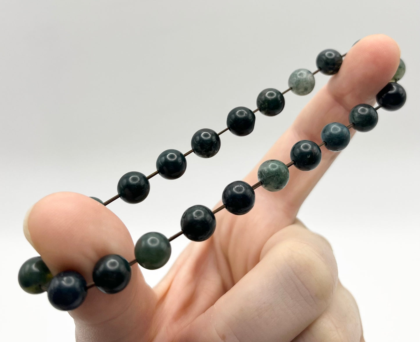 Green Moss Agate Smooth Gemstone Bracelet 8mm AA Grade