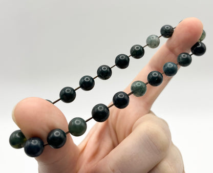Green Moss Agate Smooth Gemstone Bracelet 8mm AA Grade