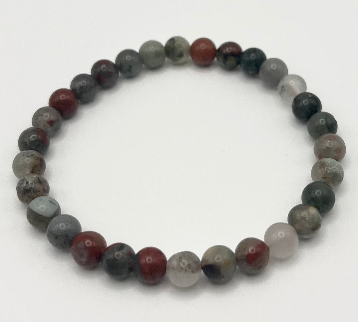 African Bloodstone Smooth Gemstone Bracelet 6mm