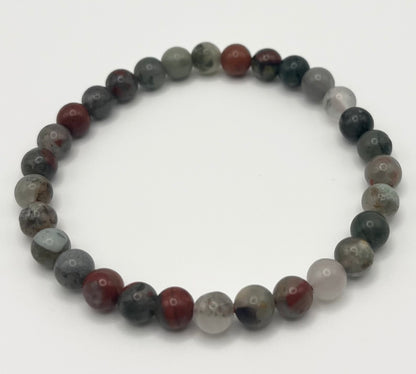 African Bloodstone Smooth Gemstone Bracelet 6mm