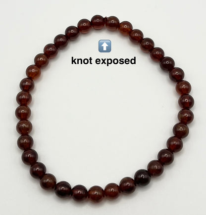 Hessonite Garnet Smooth Gemstone Bracelet 6mm AAA Grade