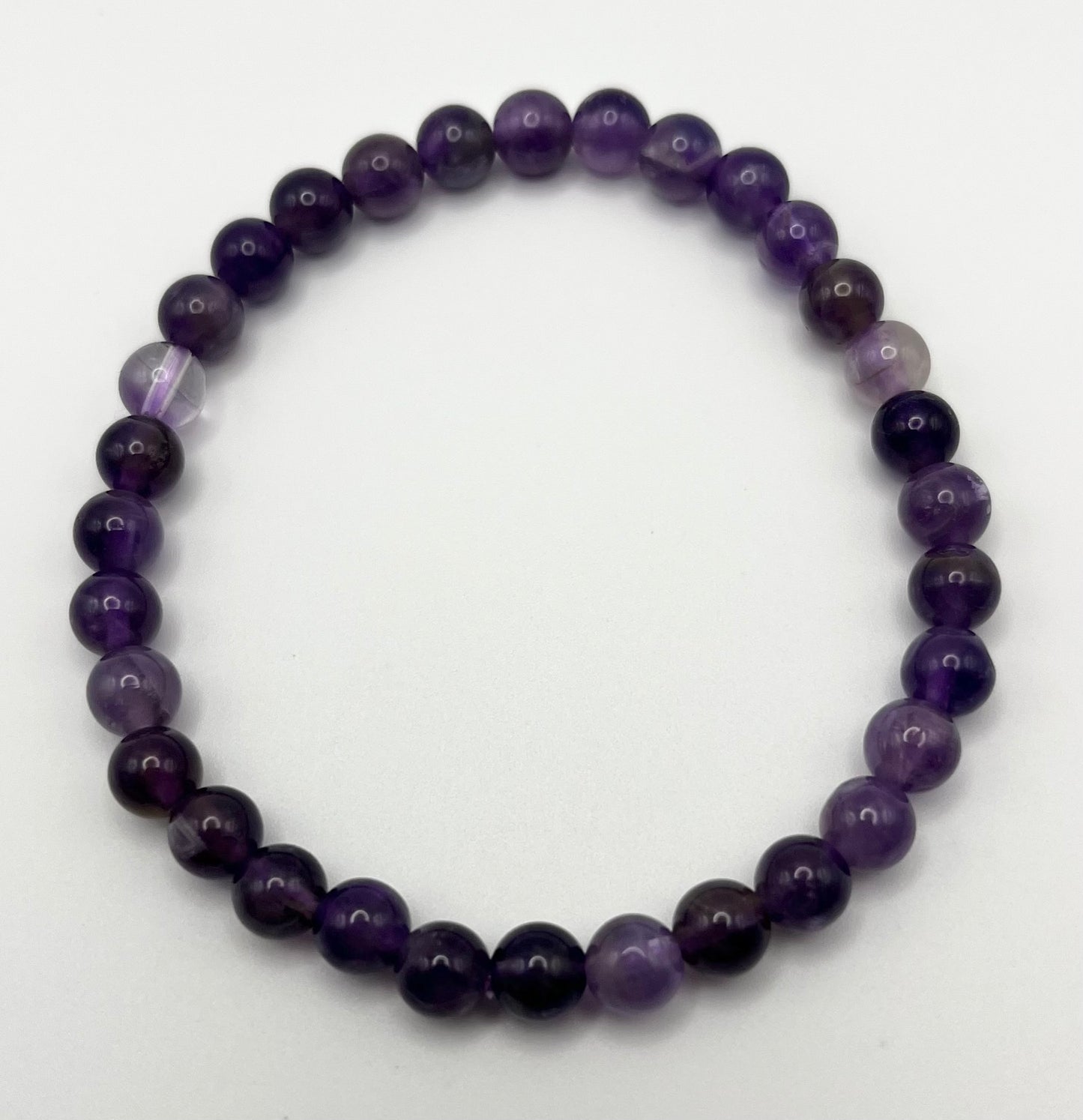 Amethyst Smooth Gemstone Bracelet 6mm