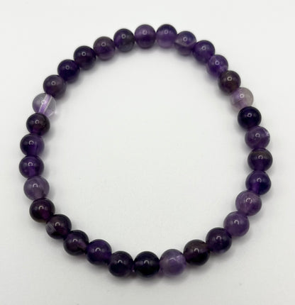 Amethyst Smooth Gemstone Bracelet 6mm