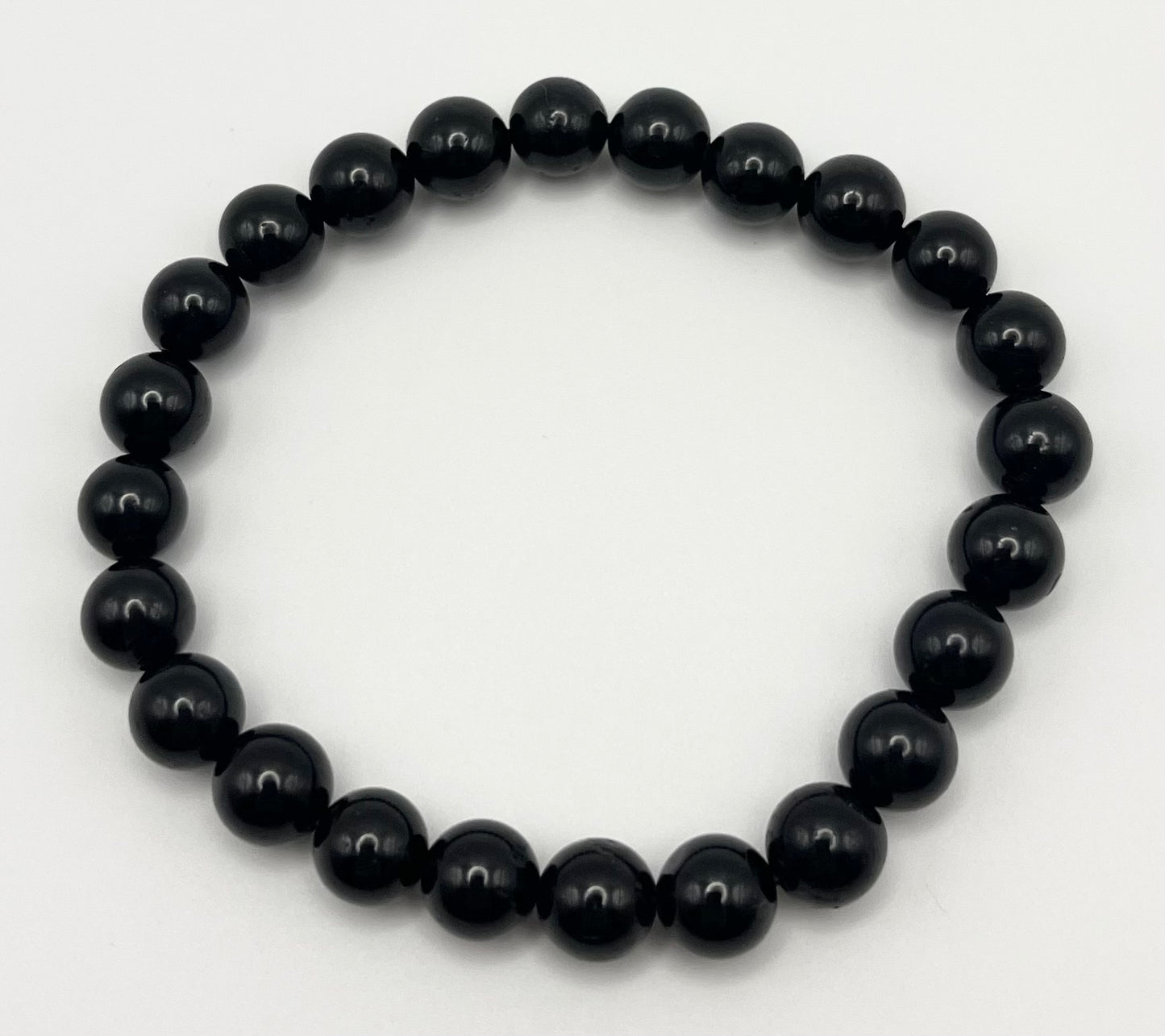 Black Tourmaline Smooth Gemstone Bracelet 8mm AAA Grade