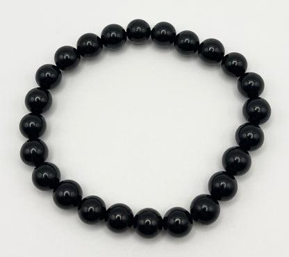 Black Tourmaline Smooth Gemstone Bracelet 8mm AAA Grade