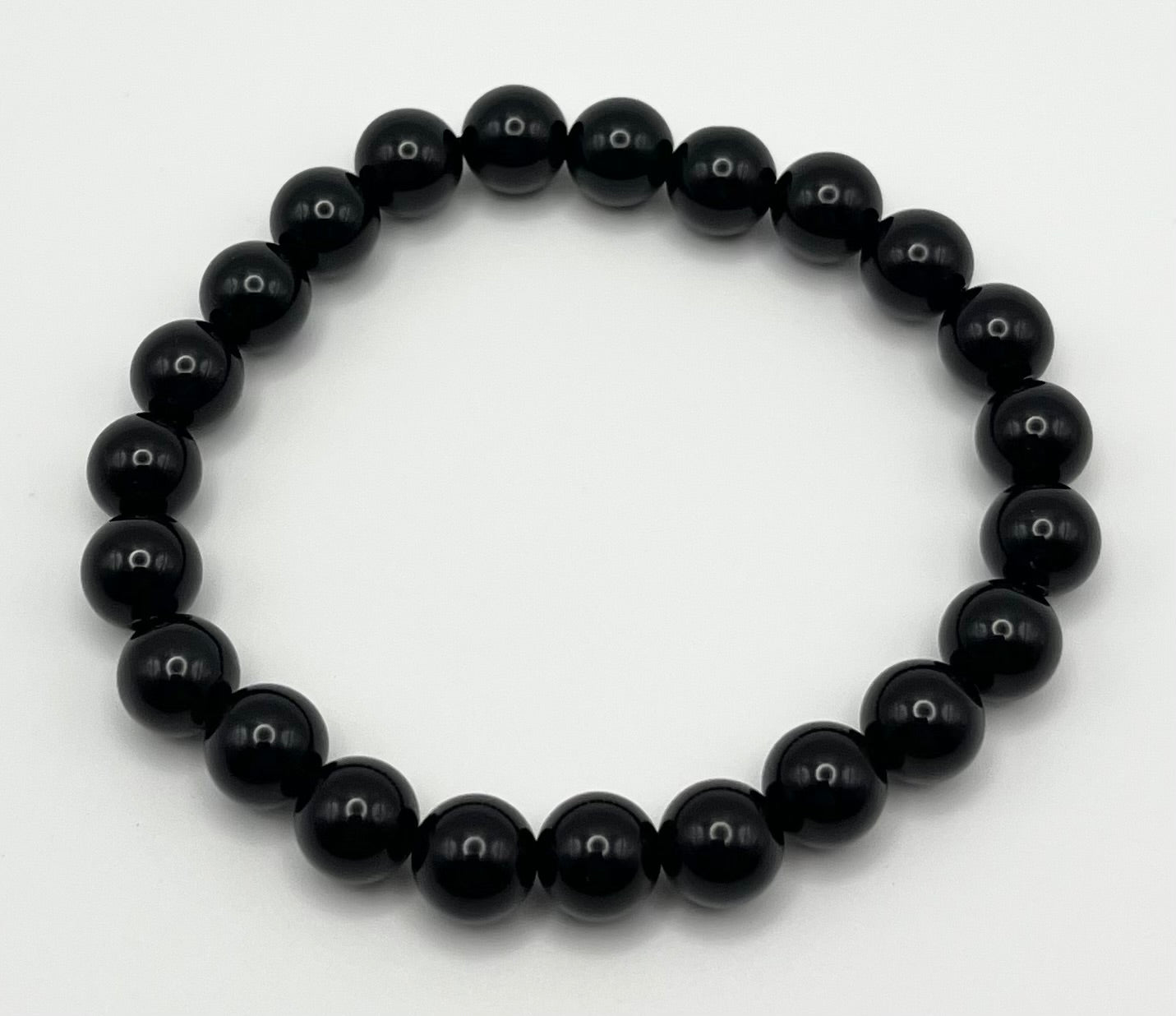 Noir Black Onyx Smooth Gemstone Bracelet 8mm AAA Grade