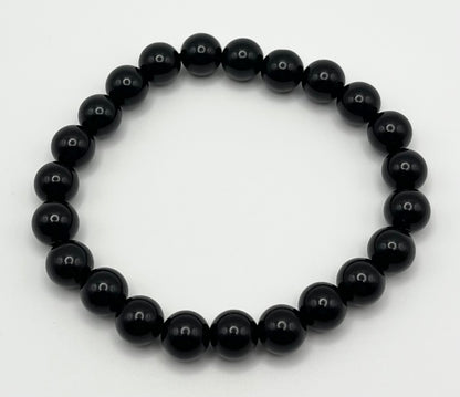 Noir Black Onyx Smooth Gemstone Bracelet 8mm AAA Grade