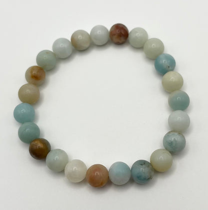 Amazonite mixed-color Smooth Gemstone Bracelet 8mm
