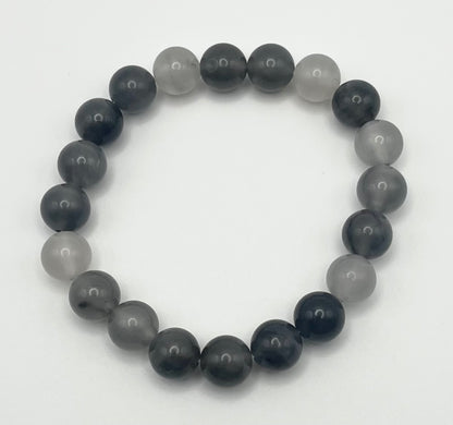 Cloudy Quartz Smooth Gemstone Bracelet 8mm AAA Grade