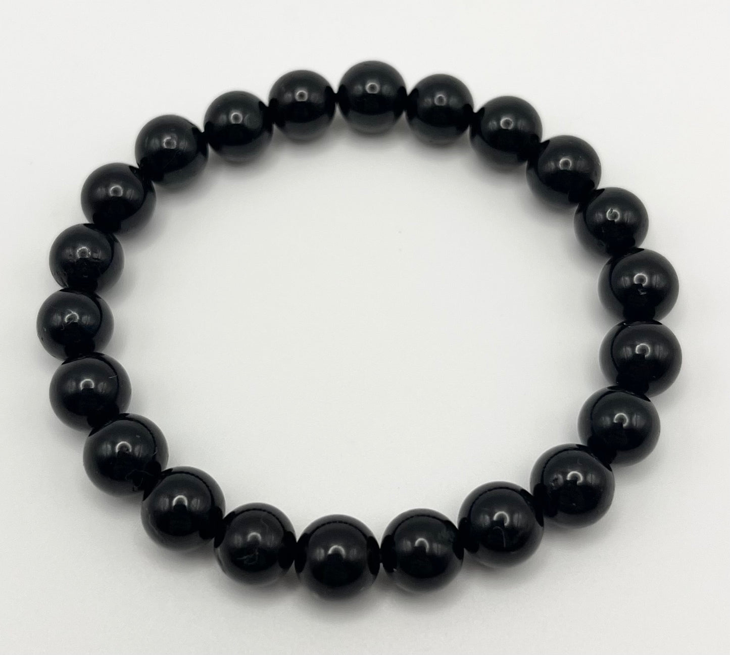 Black Tourmaline Smooth Gemstone Bracelet 8mm AAA Grade