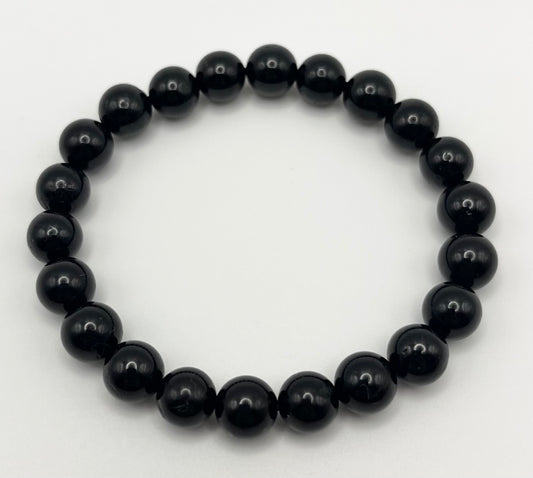 Black Tourmaline Smooth Gemstone Bracelet 8mm AAA Grade