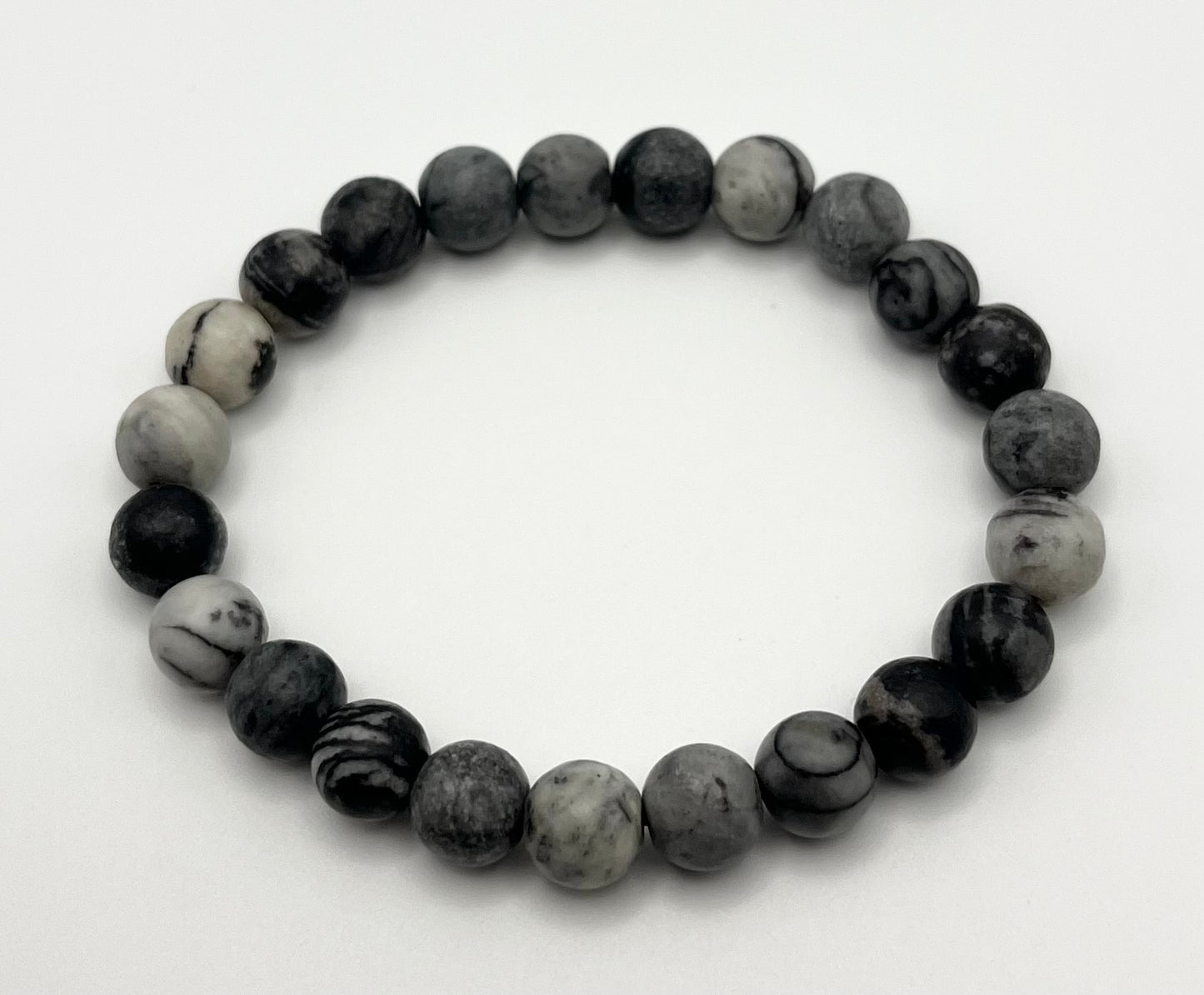 Black Network Smooth Gemstone Bracelet 8mm