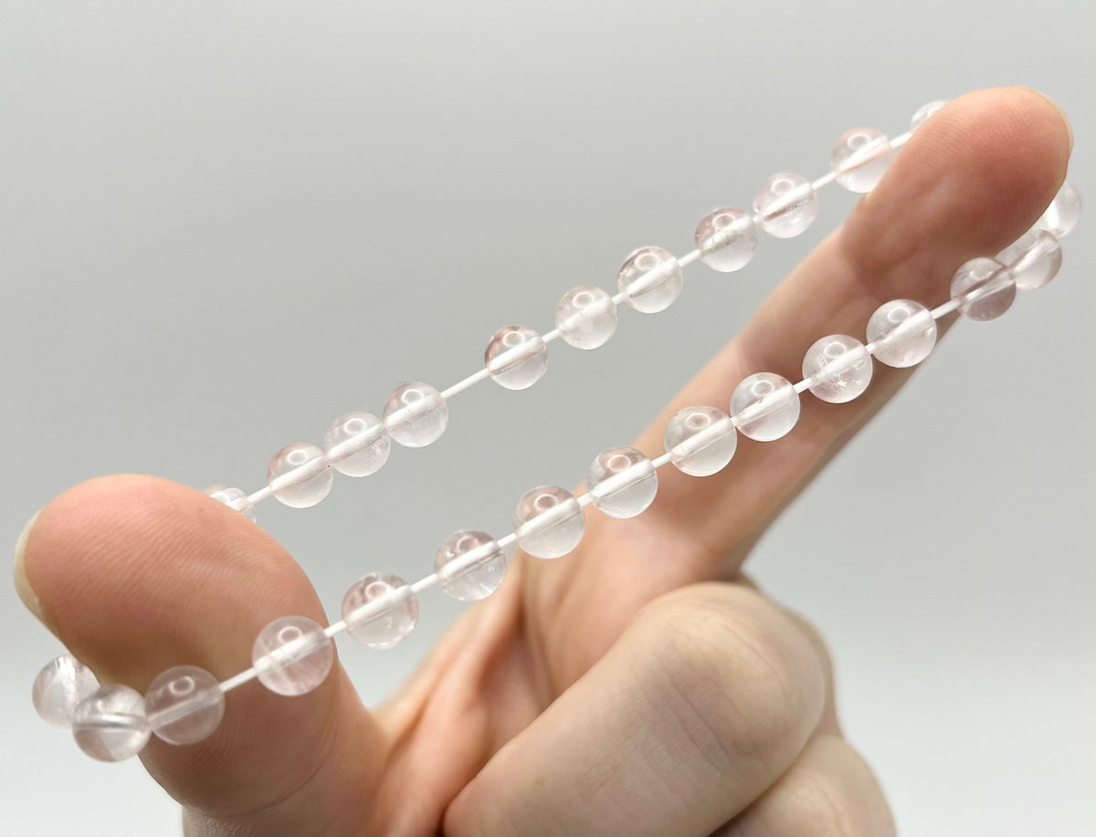 Gemmy Mozambique Rose Quartz Smooth Gemstone Bracelet 6mm AAA Grade