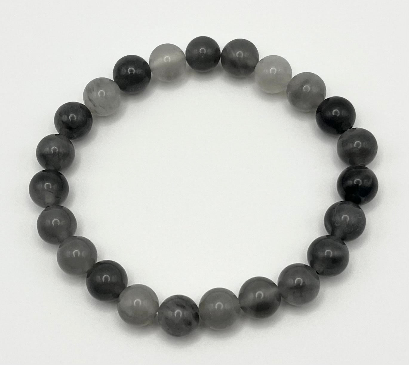 Cloudy Quartz Smooth Gemstone Bracelet 8mm AAA Grade