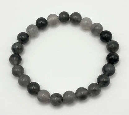 Cloudy Quartz Smooth Gemstone Bracelet 8mm AAA Grade