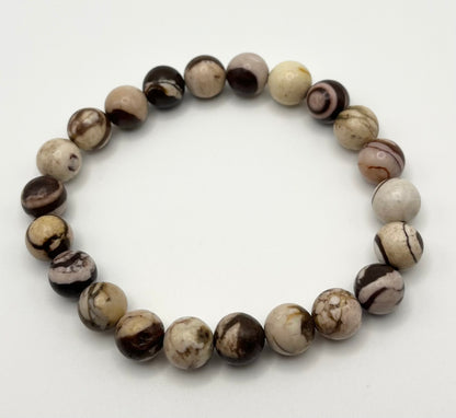 Australian Zebra Smooth Gemstone Bracelet 8mm