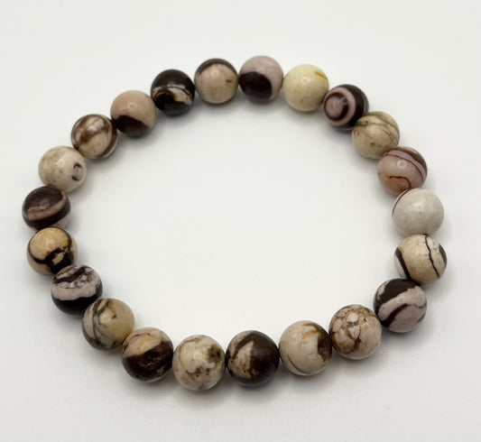 Australian Zebra Smooth Gemstone Bracelet 8mm