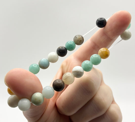 Amazonite mixed-color Smooth Gemstone Bracelet 8mm