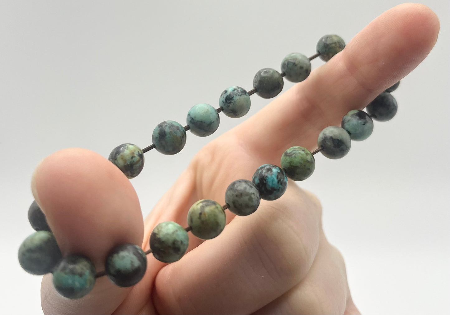 African Turquoise Smooth Gemstone Bracelet 8mm
