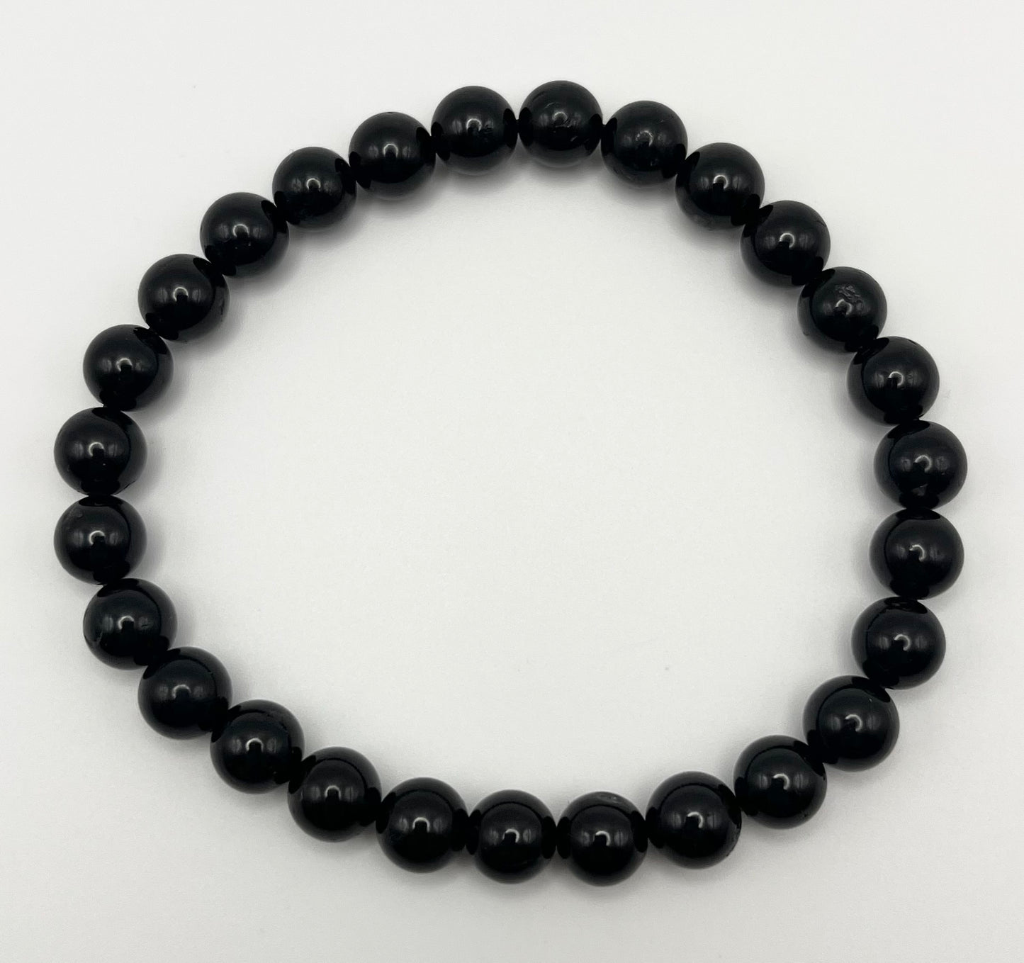 Black Tourmaline Smooth Gemstone Bracelet 8mm AAA Grade