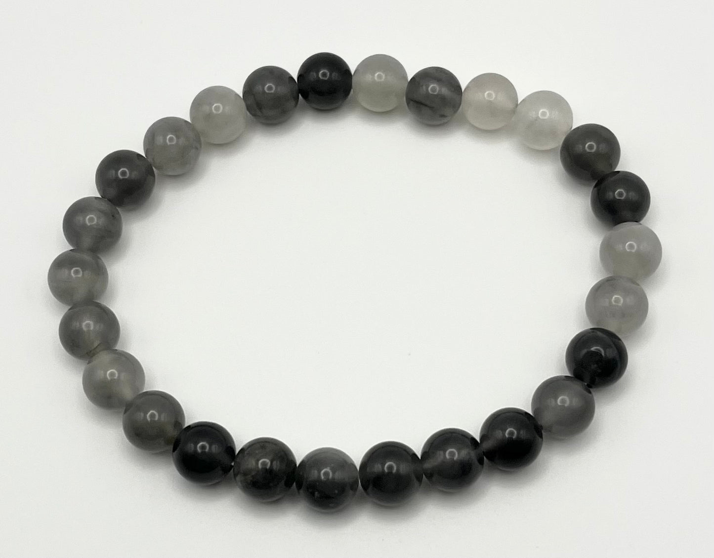Cloudy Quartz Smooth Gemstone Bracelet 8mm AAA Grade
