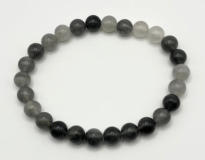 Cloudy Quartz Smooth Gemstone Bracelet 8mm AAA Grade