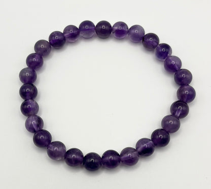 Amethyst Smooth Gemstone Bracelet 8mm AAA Grade