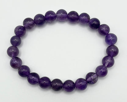 Amethyst Smooth Gemstone Bracelet 8mm AAA Grade