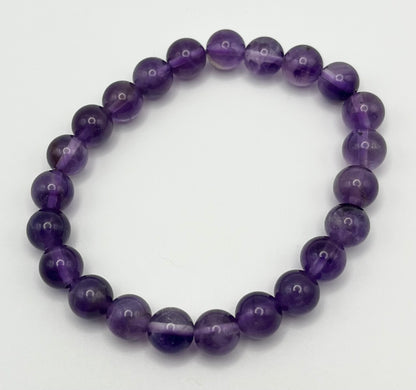 Amethyst Smooth Gemstone Bracelet 8mm AAA Grade