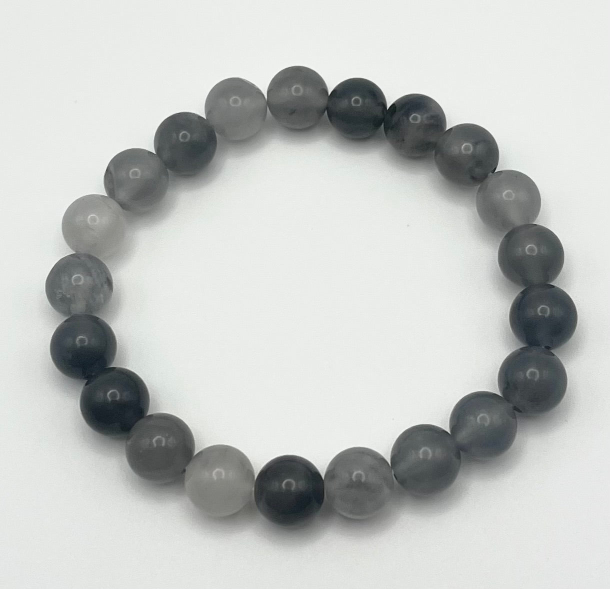 Cloudy Quartz Smooth Gemstone Bracelet 8mm AAA Grade