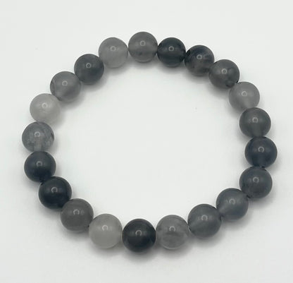 Cloudy Quartz Smooth Gemstone Bracelet 8mm AAA Grade