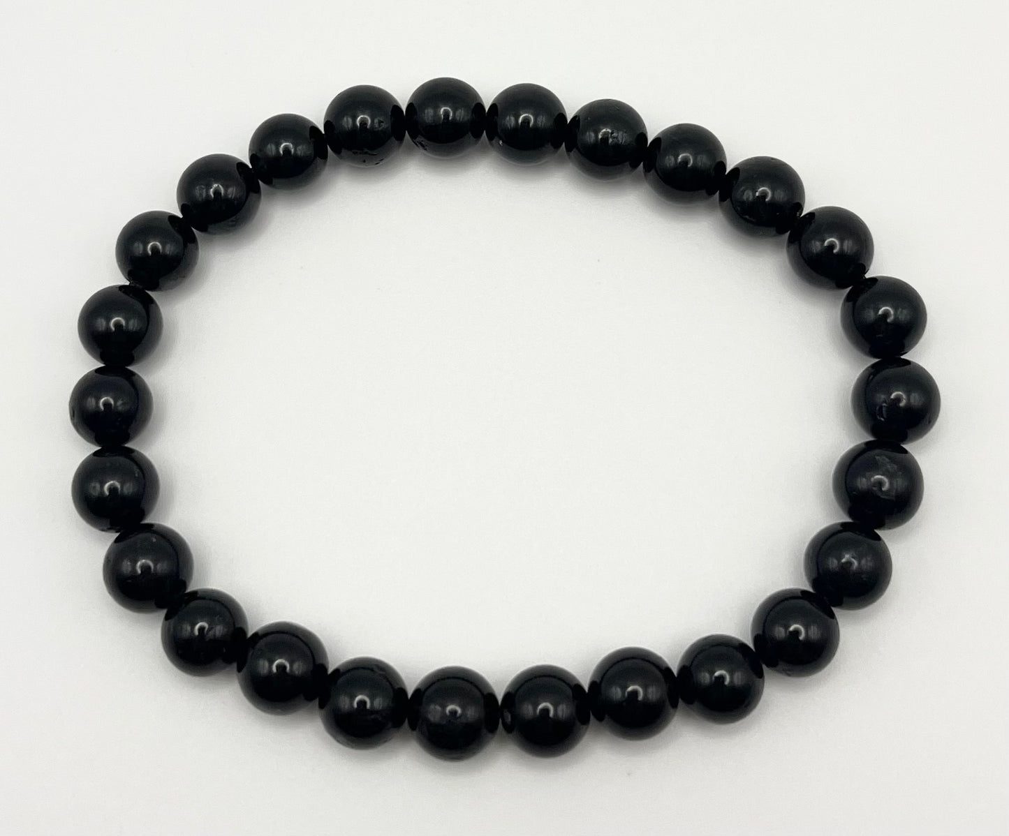 Black Tourmaline Smooth Gemstone Bracelet 8mm AAA Grade