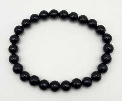 Black Tourmaline Smooth Gemstone Bracelet 8mm AAA Grade