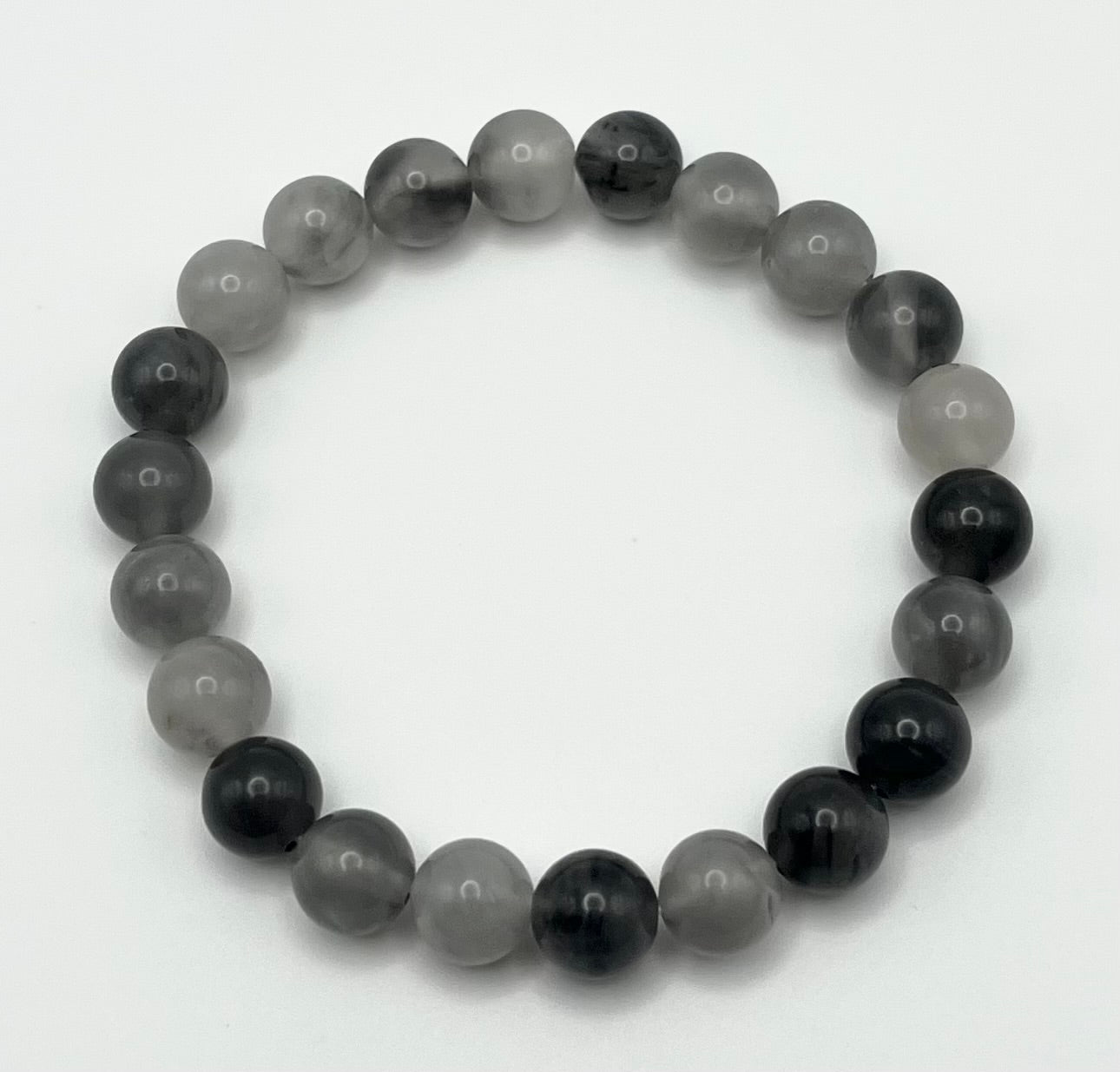 Cloudy Quartz Smooth Gemstone Bracelet 8mm AAA Grade