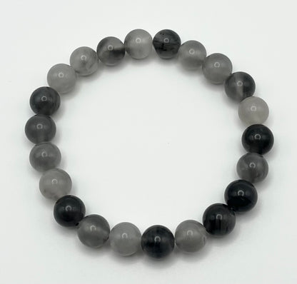 Cloudy Quartz Smooth Gemstone Bracelet 8mm AAA Grade