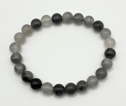 Cloudy Quartz Smooth Gemstone Bracelet 8mm AAA Grade
