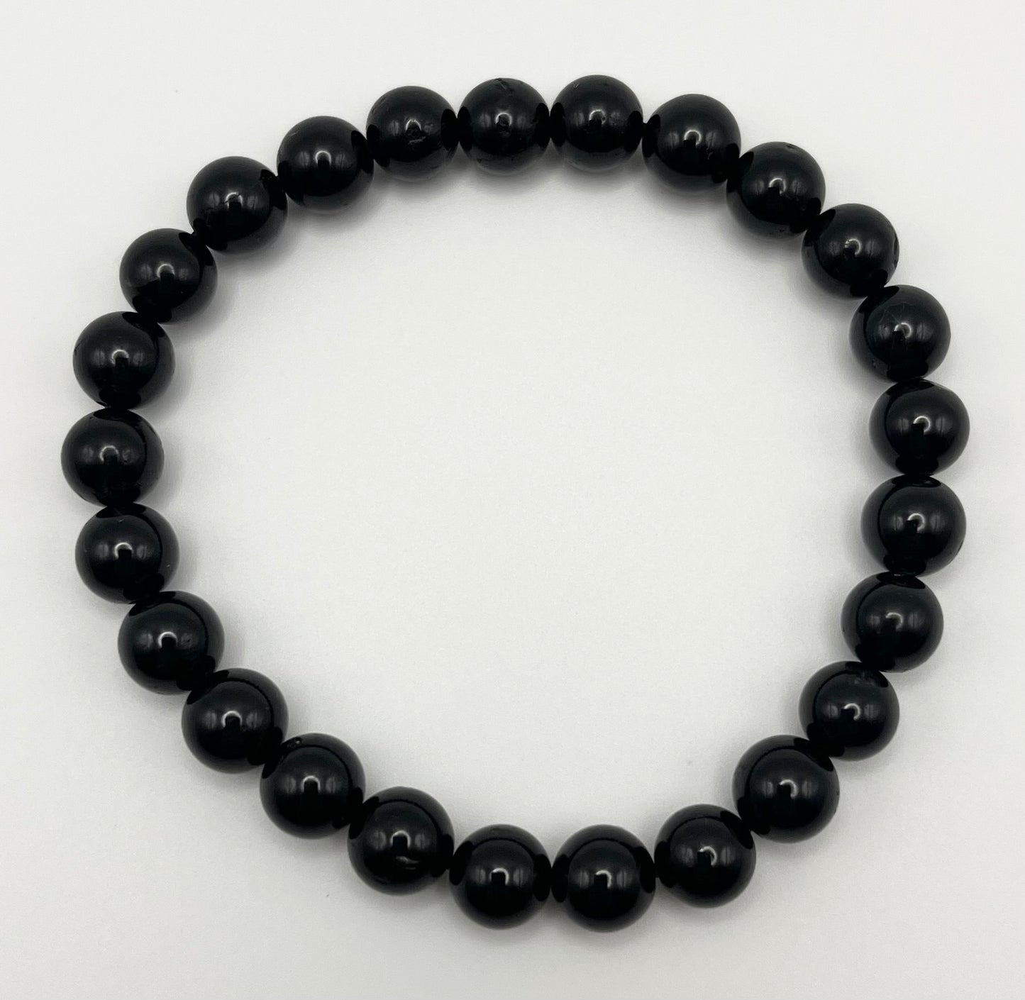 Black Tourmaline Smooth Gemstone Bracelet 8mm AAA Grade