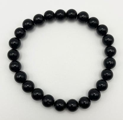 Black Tourmaline Smooth Gemstone Bracelet 8mm AAA Grade