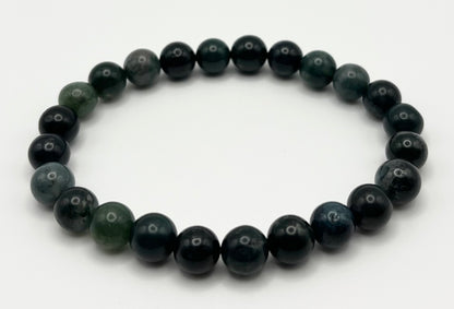 Green Moss Agate Smooth Gemstone Bracelet 8mm AA Grade