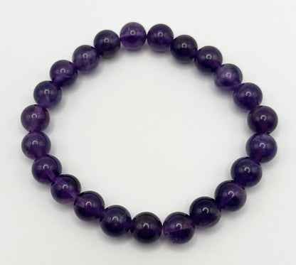 Amethyst Smooth Gemstone Bracelet 8mm AAA Grade