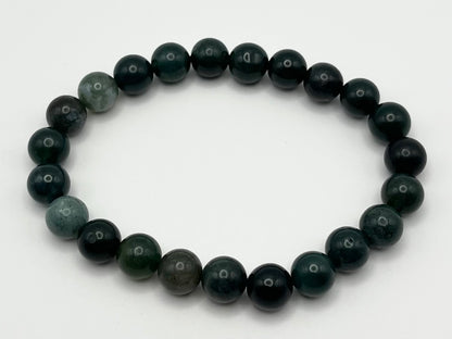 Green Moss Agate Smooth Gemstone Bracelet 8mm AA Grade