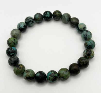 African Turquoise Smooth Gemstone Bracelet 8mm